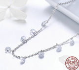 Sterling Silver Sparkling Chokers Necklace For Women