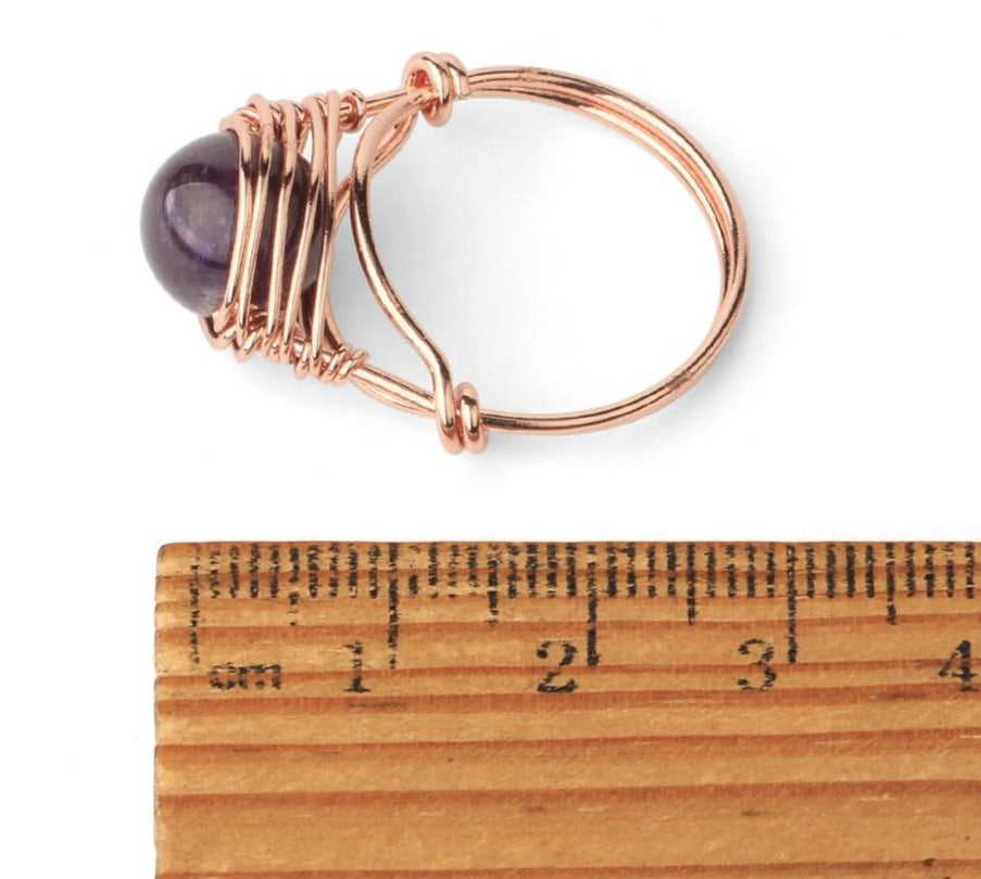 Handmade Rose Gold Wire Wrap Ring with Natural Stones - The Trendy Accessories Store