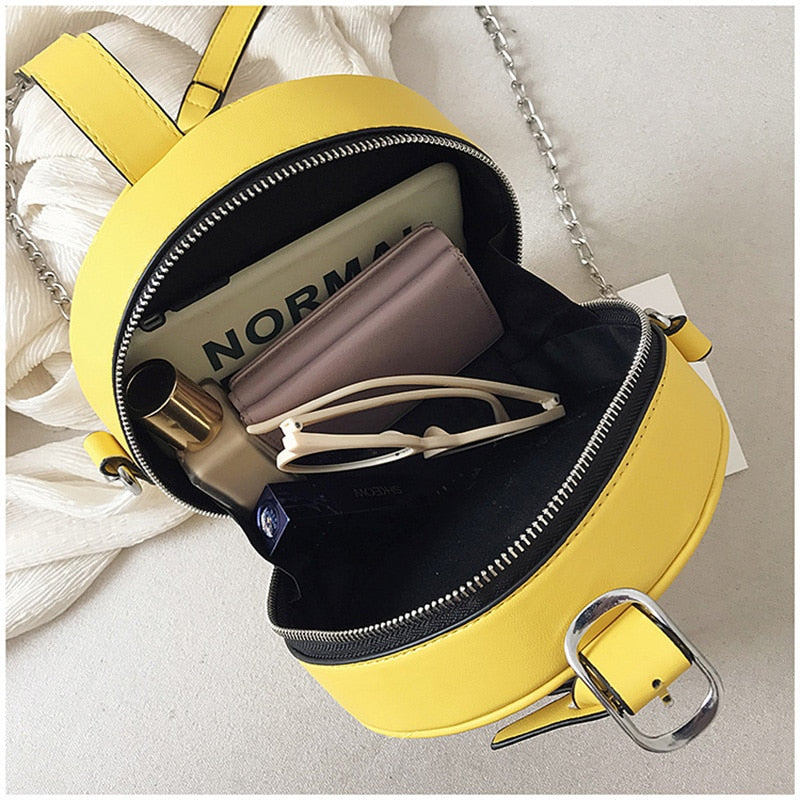 Round Rivet Fashion Chain PU Leather Bag - The Trendy Accessories Store