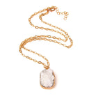 Handmade Gold Plated Chain Necklace with Natural Minerals Stone Crystal Charm Pendant - The Trendy Accessories Store