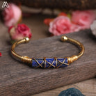 Wire Wrapped Larimar Stone Bracelet in Gold Copper - Available in various color - The Trendy Accessories Store