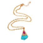 Handmade Gold Plated Chain Necklace with Natural Minerals Stone Crystal Charm Pendant - The Trendy Accessories Store