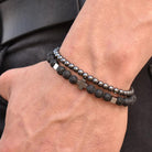 Classic Crown Rectangle Beads Black Stone Bracelet - The Trendy Accessories Store