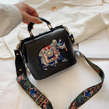 Vintage Classic Floral Theme PU Leather Crossbody Handbag