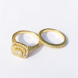 14K Gold Plated Sterling Silver Wedding and Engagement Rings Set - The Trendy Accessories Store