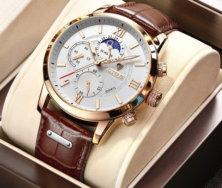 Luxury Clock Casual Leather Watches fOR Men's