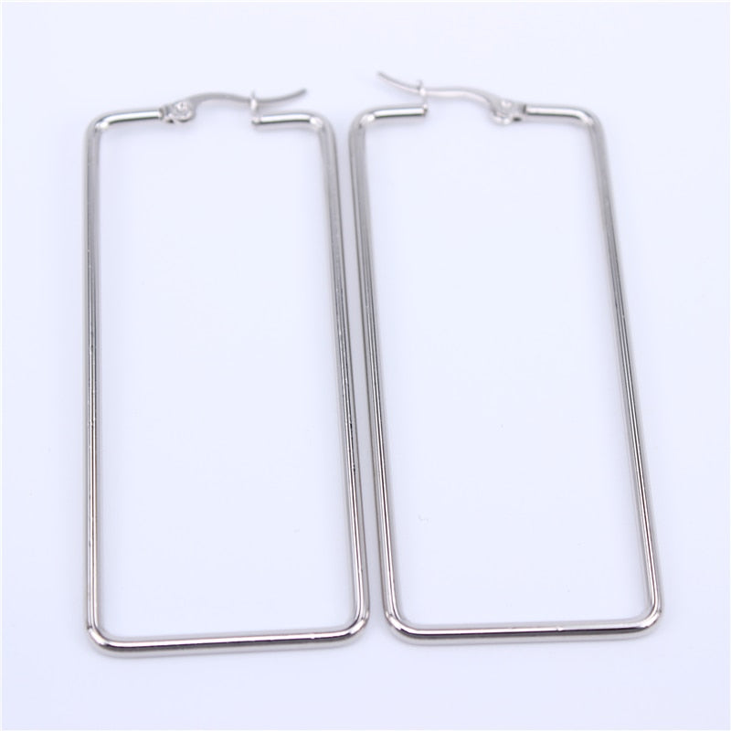 Stainless steel Mono And Gold Plated Hoop Earring