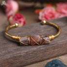 Wire Wrapped Larimar Stone Bracelet in Gold Copper - Available in various color - The Trendy Accessories Store