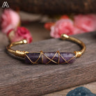 Wire Wrapped Larimar Stone Bracelet in Gold Copper - Available in various color - The Trendy Accessories Store