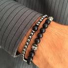 Classic Crown Rectangle Beads Black Stone Bracelet - The Trendy Accessories Store