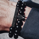 Classic Crown Rectangle Beads Black Stone Bracelet - The Trendy Accessories Store