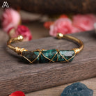 Wire Wrapped Larimar Stone Bracelet in Gold Copper - Available in various color - The Trendy Accessories Store