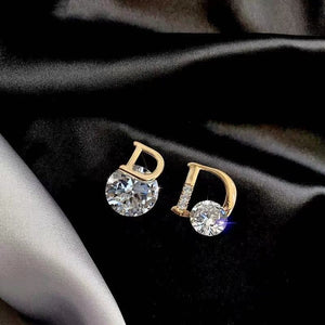 D letter Fine Crystal Stone Trend Setter Earring
