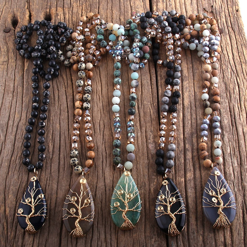 Precious Natural Glass/Stone Crystal Necklace - The Trendy Accessories Store