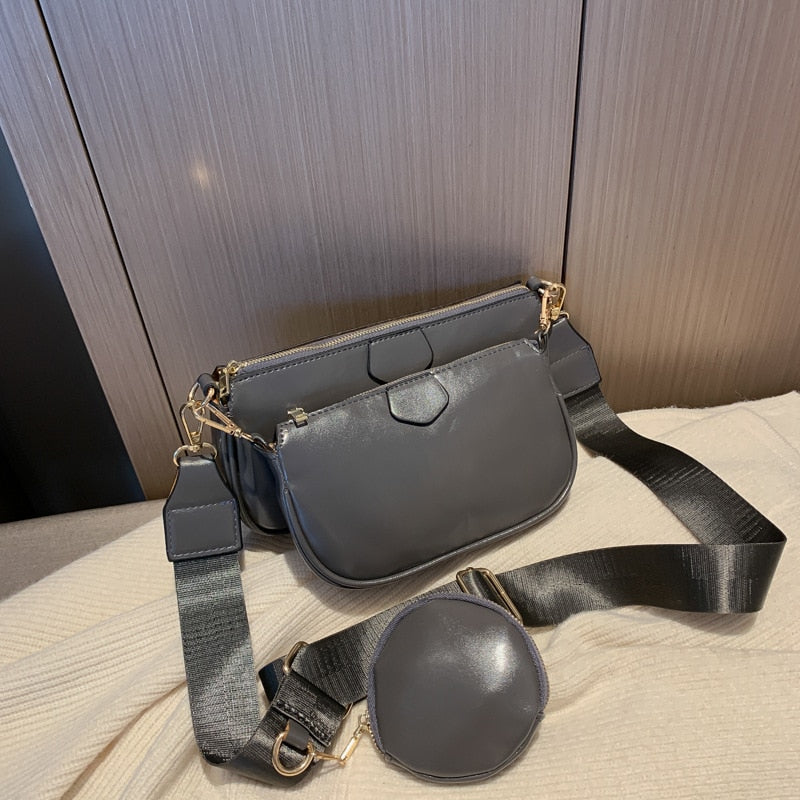 PU Leather Solid Color Shoulder Bag