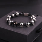 Stainless Steel Skull Braided Wrap Beads Bracelet - The Trendy Accessories Store