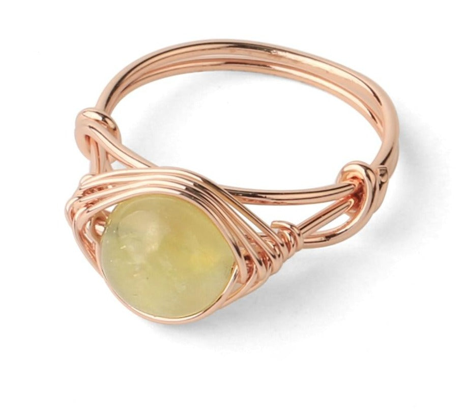 Handmade Rose Gold Wire Wrap Ring with Natural Stones - The Trendy Accessories Store