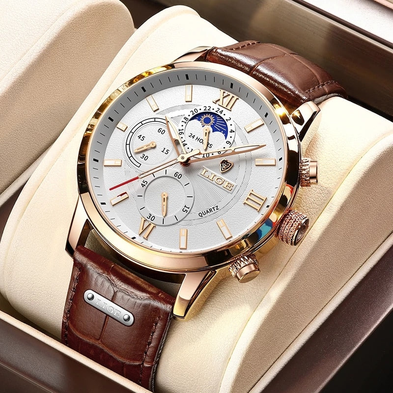 Luxury Clock Casual Leather Watches fOR Men's