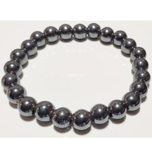 8mm Hematite Beaded Elastic Stretch Bracelet - The Trendy Accessories Store