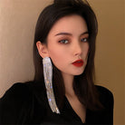 Ovsize Long Crystal Drop Earrings - The Trendy Accessories Store