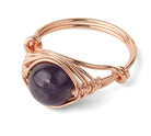 Handmade Rose Gold Wire Wrap Ring with Natural Stones - The Trendy Accessories Store
