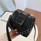 Bella PU Leather Retro Chains Hasp Crossbody Handbag
