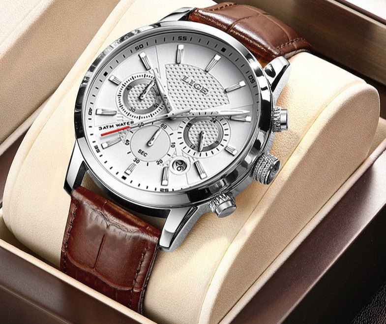 Luxury Clock Casual Leather Watches fOR Men's