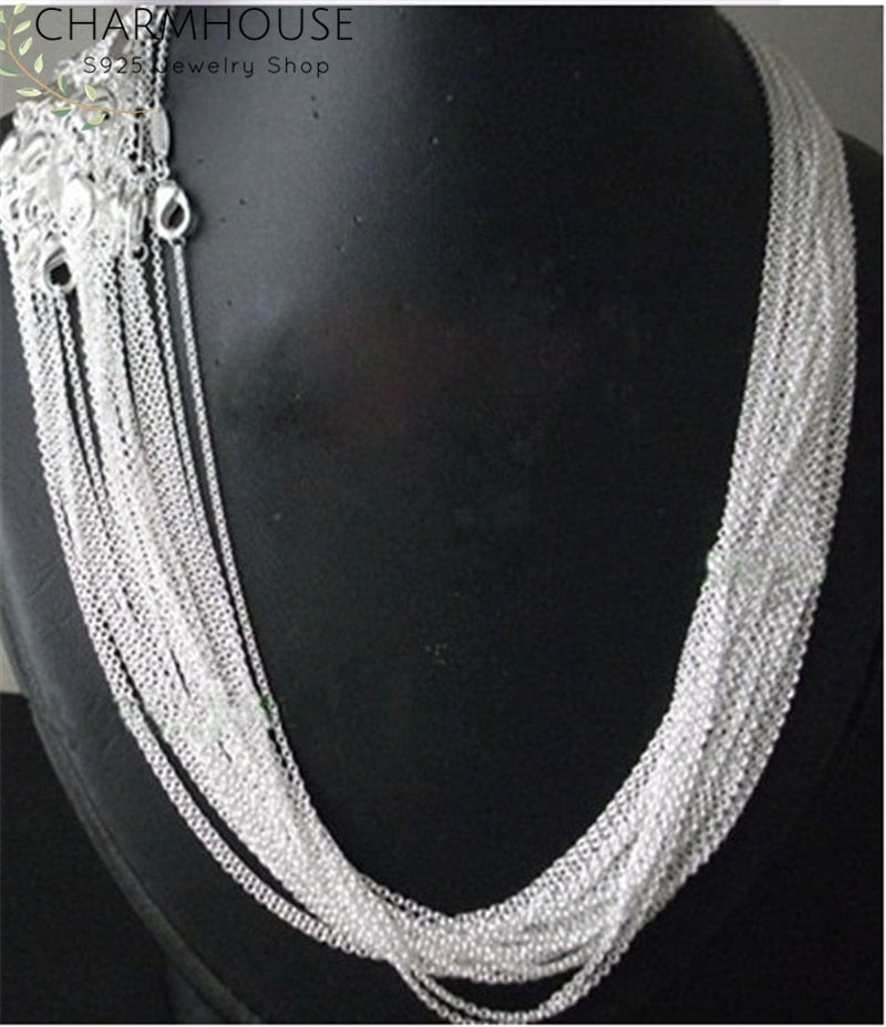 Silver 1mm Link Chain Necklaces For Women
