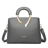 Leather Metal Handle Luxury Handbag Women
