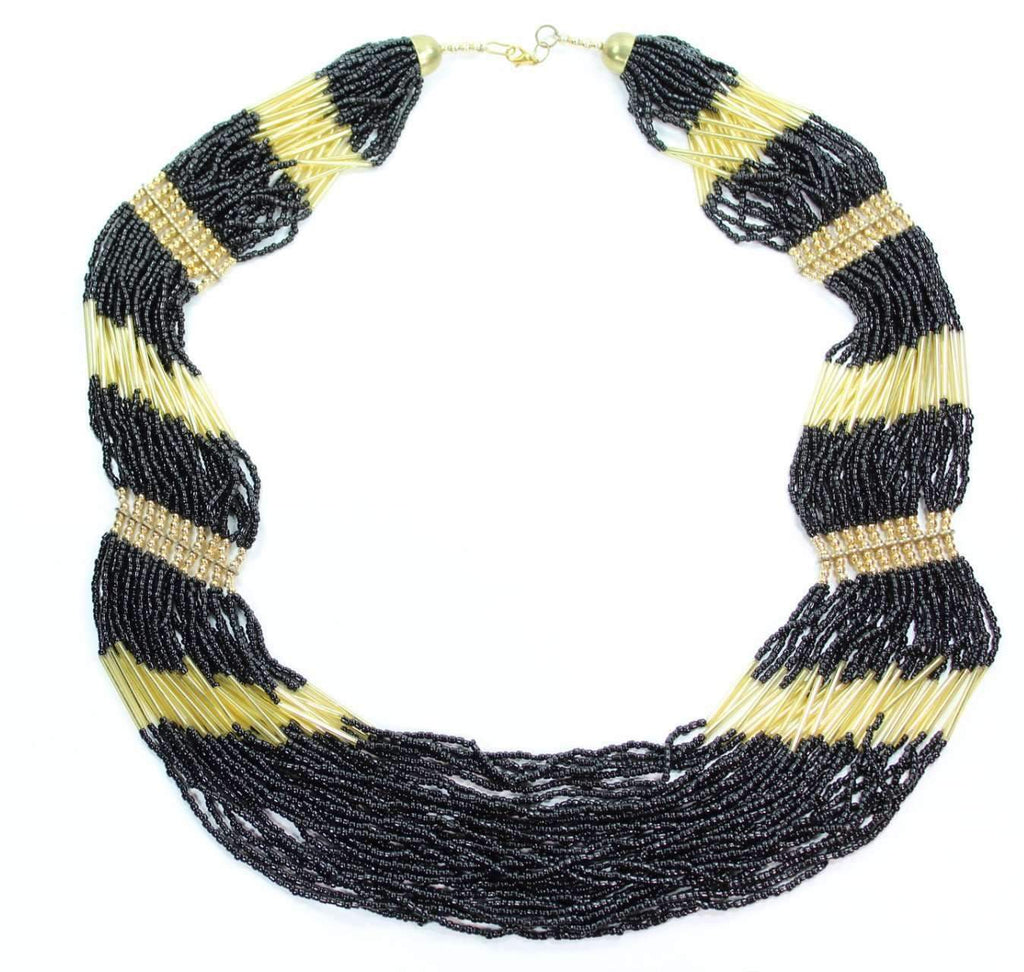 Black Mamba Layered Beads Necklace - The Trendy Accessories Store