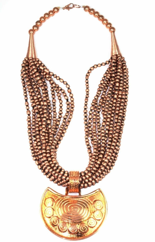 Crescent Moon Spiral Statement Necklace - The Trendy Accessories Store