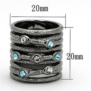 LOA883 Ruthenium Brass Ring with Top Grade Crystal - The Trendy Accessories Store