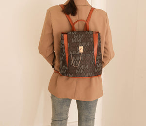 Polina M Signature With Gold Plated Chain Backpack