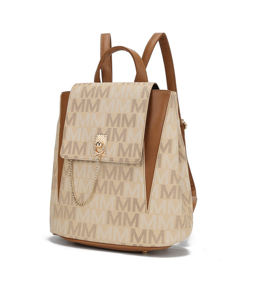 Polina M Signature With Gold Plated Chain Backpack