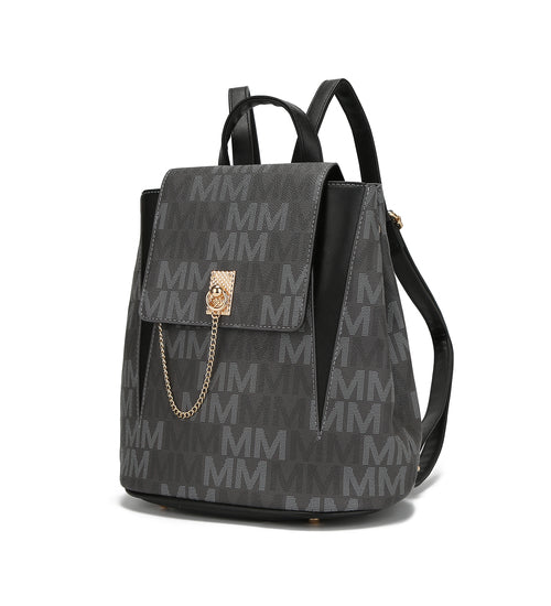 Polina M Signature With Gold Plated Chain Backpack