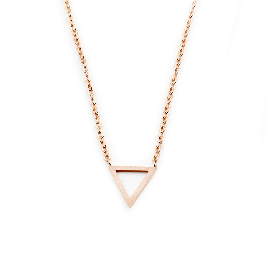 Minimalist Geometric Triangle Necklace Rose Gold