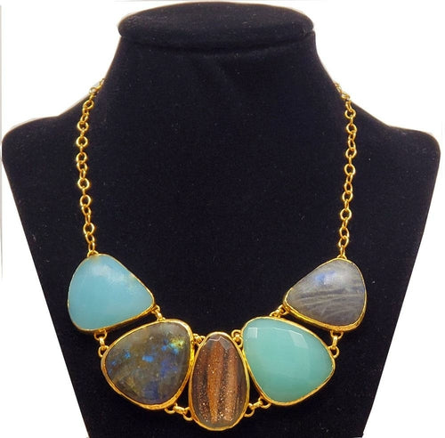 Multi Gemstone Statement Necklace - The Trendy Accessories Store