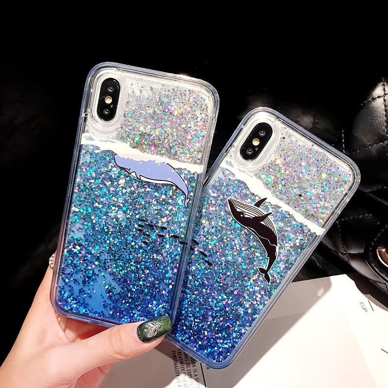 Floral and Unicornwith Glitter Water Liquid iPhone Case - The Trendy Accessories Store