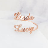 Personalized Adjustable Double Name Couple Rings - The Trendy Accessories Store
