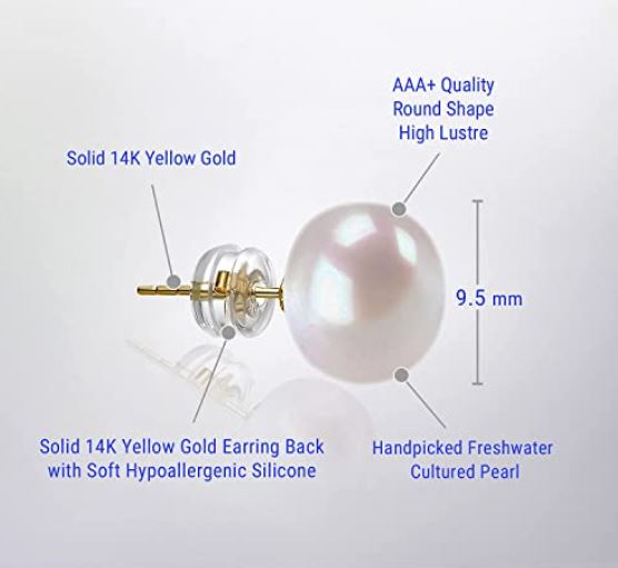 14K Gold AAA+ White Freshwater Princess Pearl Earrings Studs - The Trendy Accessories Store