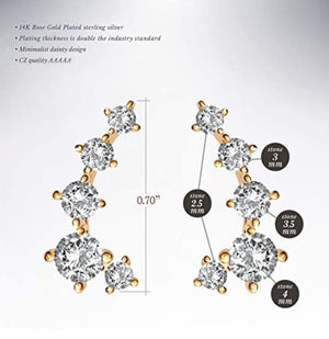 14K Gold Plated Sterling Silver Mini Cubic Earrings With Lab Grown Diamond for Women or Girls - The Trendy Accessories Store