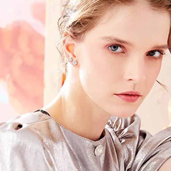 Set of 5 Pairs 14K Gold and Silver Plated CZ Stud Earrings with Lab Grown Diamond - The Trendy Accessories Store