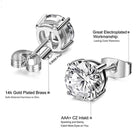 Set of 5 Pairs 14K Gold and Silver Plated CZ Stud Earrings with Lab Grown Diamond - The Trendy Accessories Store