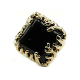 Coral Wrapped Offset Square Simulated Onyx Ring - The Trendy Accessories Store