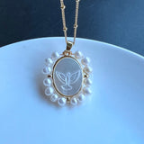 Freshwater Heart and Natural  Pearl Necklace