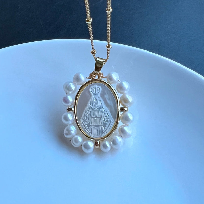 Freshwater Heart and Natural  Pearl Necklace