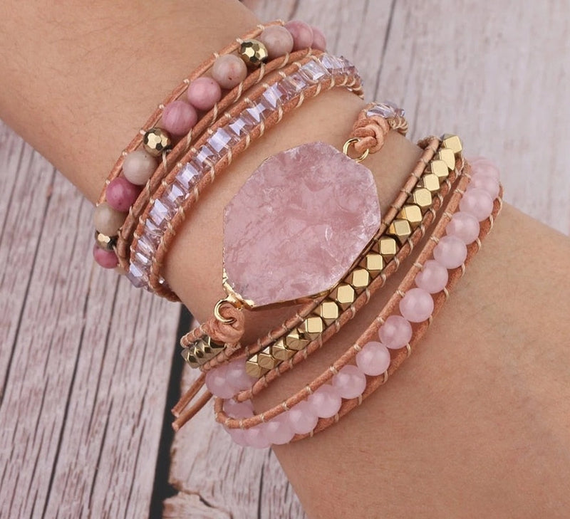Pink Natural Stone Bracelet for Women