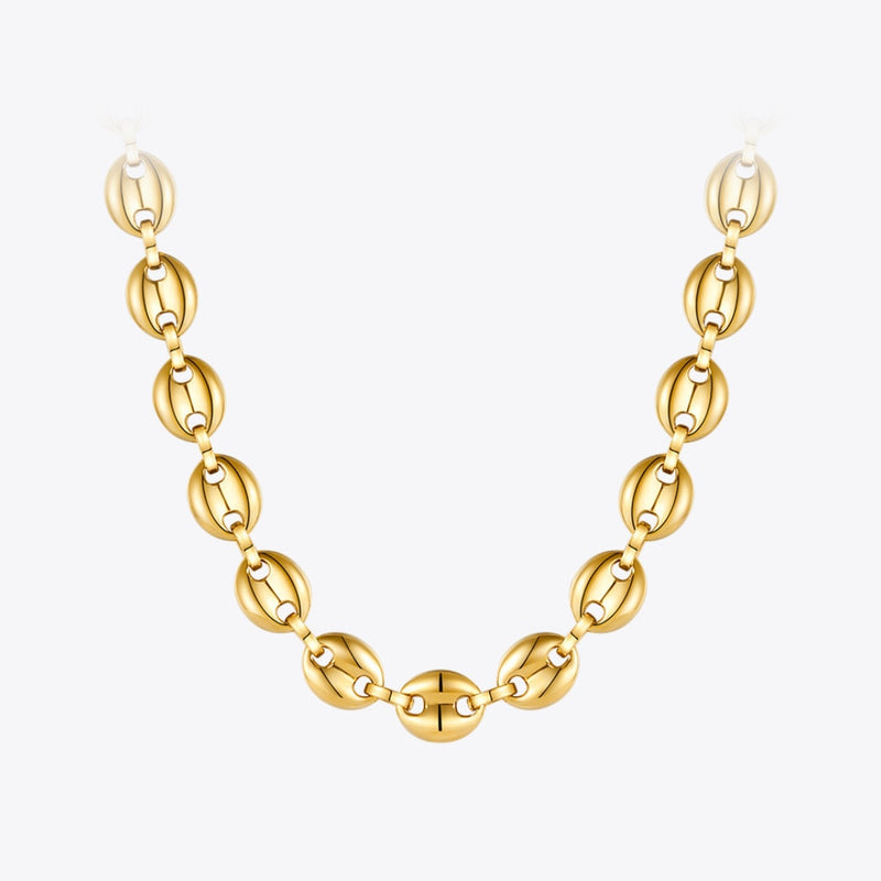 Stainless Steel Gold Plated Hip Hop Roll Necklace