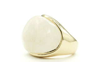 Large Oval Genuine White Stone Ring - The Trendy Accessories Store