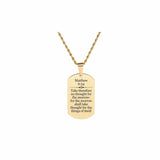 Solid Stainless Steel Men's Scripture Tag Necklace - Matthew 6:34 - The Trendy Accessories Store